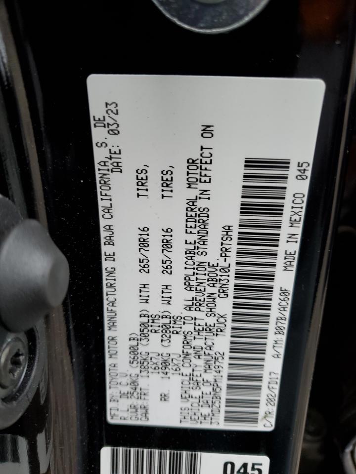 2023 TOYOTA TACOMA DOUBLE CAB VIN:3TMDZ5BN5PM149752