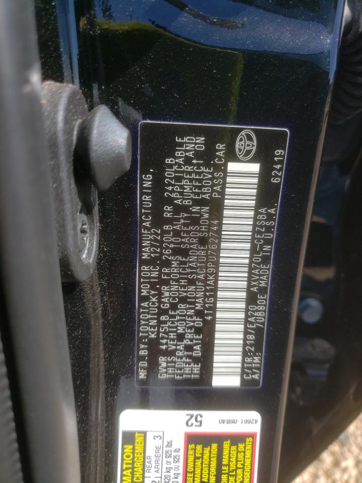 2023 TOYOTA CAMRY SE NIGHT SHADE VIN:4T1G11AK9PU762744