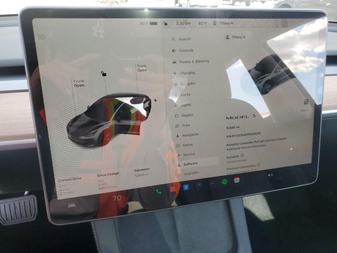 2023 TESLA MODEL 3  VIN:5YJ3E1EAXPF624020