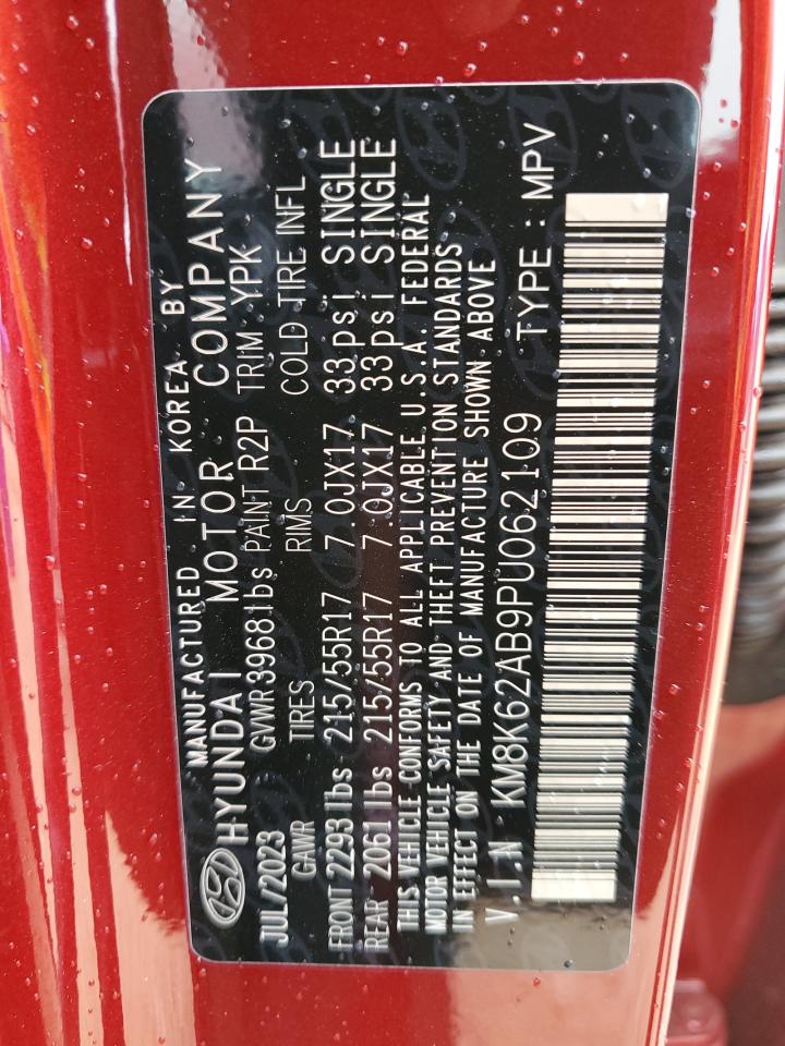 2023 HYUNDAI KONA SEL VIN:KM8K62AB9PU062109