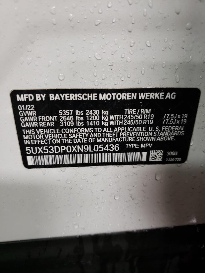 2022 BMW X3 XDRIVE30I VIN: 5UX53DP0XN9L05436 – VIN Public