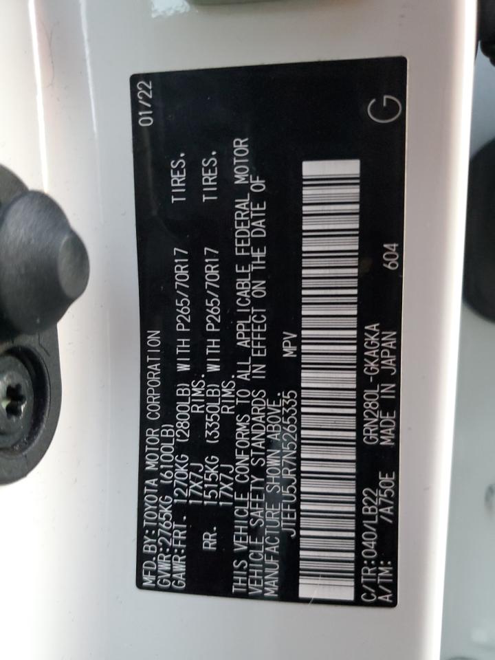 2022 TOYOTA 4RUNNER SR5 VIN:JTEFU5JR7N5265335