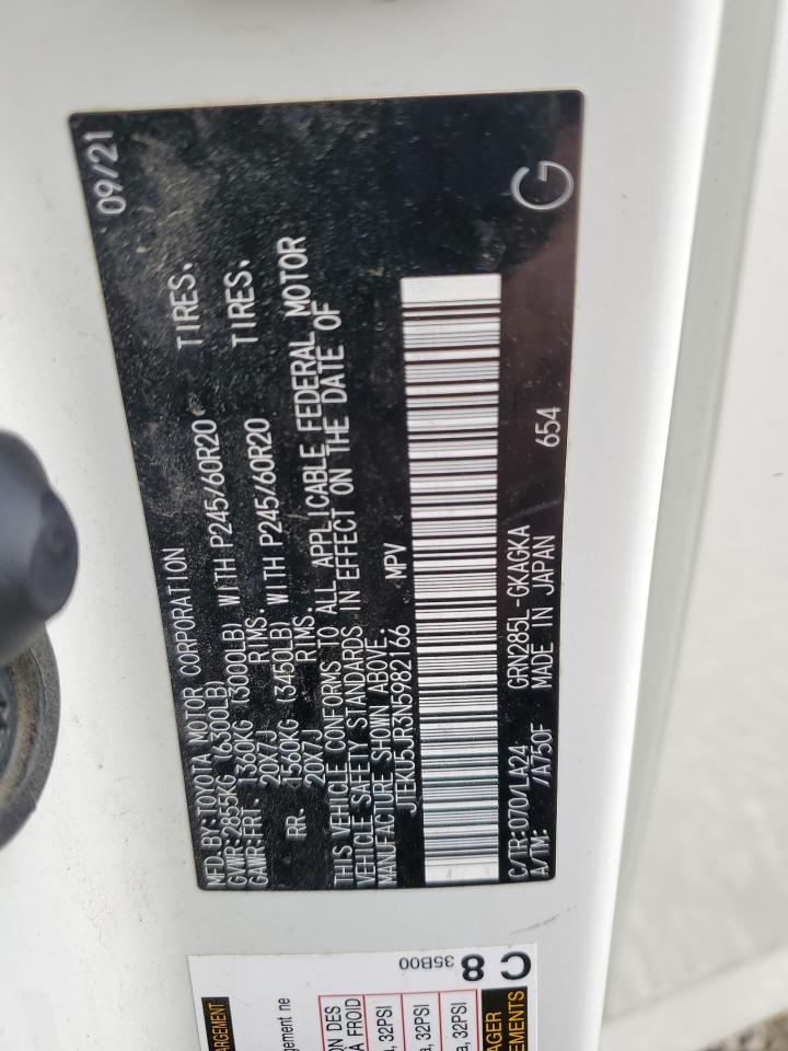 2022 TOYOTA 4RUNNER LIMITED VIN:JTEKU5JR3N5982166