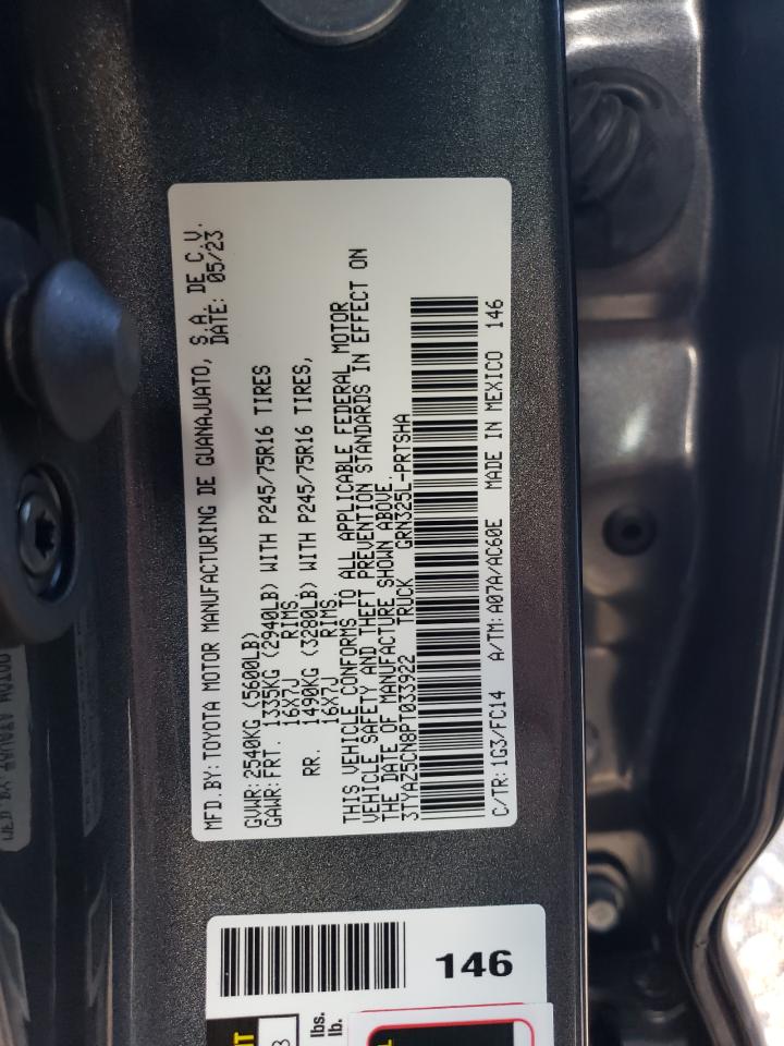 2023 TOYOTA TACOMA DOUBLE CAB VIN:3TYAZ5CN8PT033922