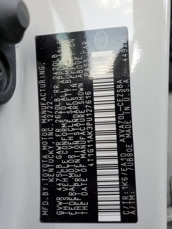 2023 TOYOTA CAMRY SE NIGHT SHADE VIN:4T1G11AK3PU127616