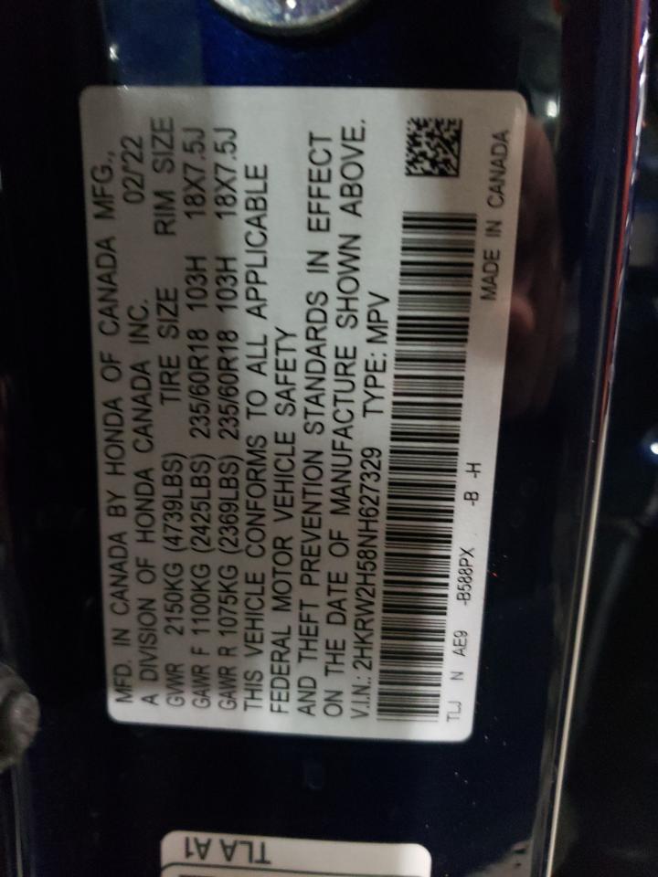 2022 HONDA CR-V EX VIN:2HKRW2H58NH627329