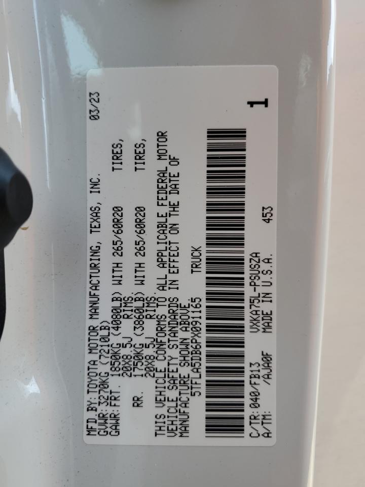 2023 TOYOTA TUNDRA CREWMAX SR VIN:5TFLA5DB6PX091165