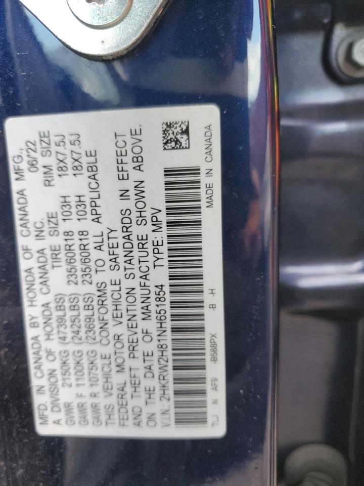 2022 HONDA CR-V EXL VIN:2HKRW2H81NH651854