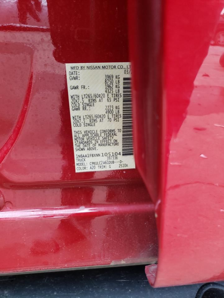 2022 NISSAN TITAN XD SV VIN:1N6AA1FBXNN105104