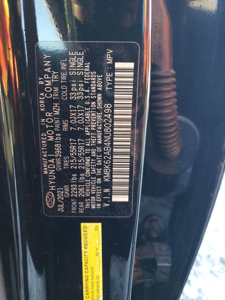 2022 HYUNDAI KONA SEL VIN:KM8K62AB4NU802498
