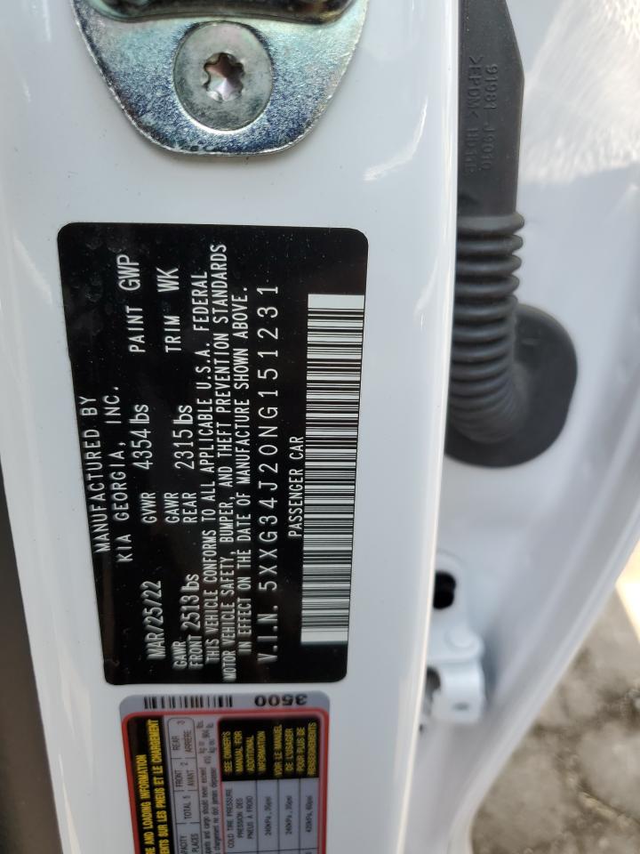 2022 KIA K5 EX VIN:5XXG34J20NG151231
