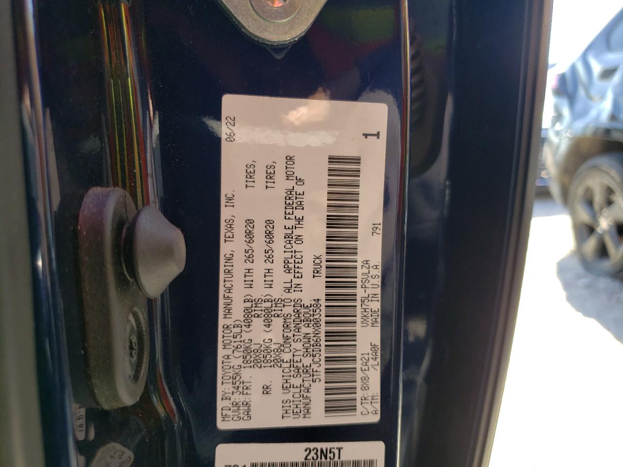 2022 TOYOTA TUNDRA CREWMAX LIMITED VIN:5TFJC5DB6NX003584