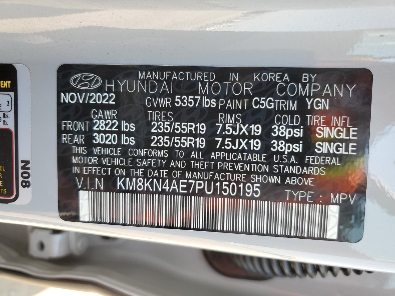 2023 HYUNDAI IONIQ 5 SEL VIN:KM8KN4AE7PU150195