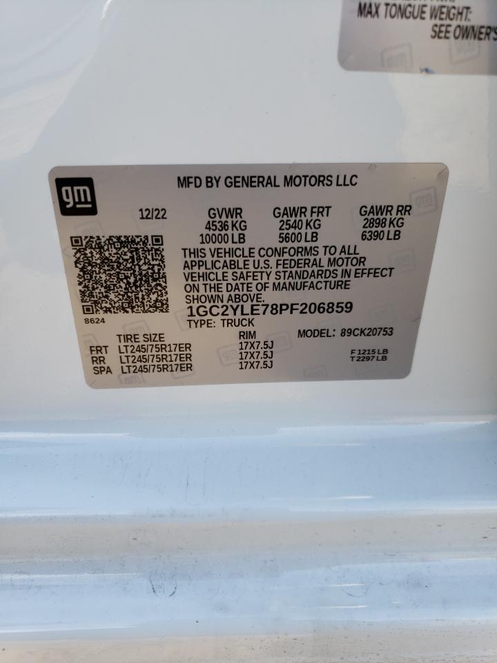 2023 CHEVROLET SILVERADO K2500 HEAVY DUTY VIN:1GC2YLE78PF206859