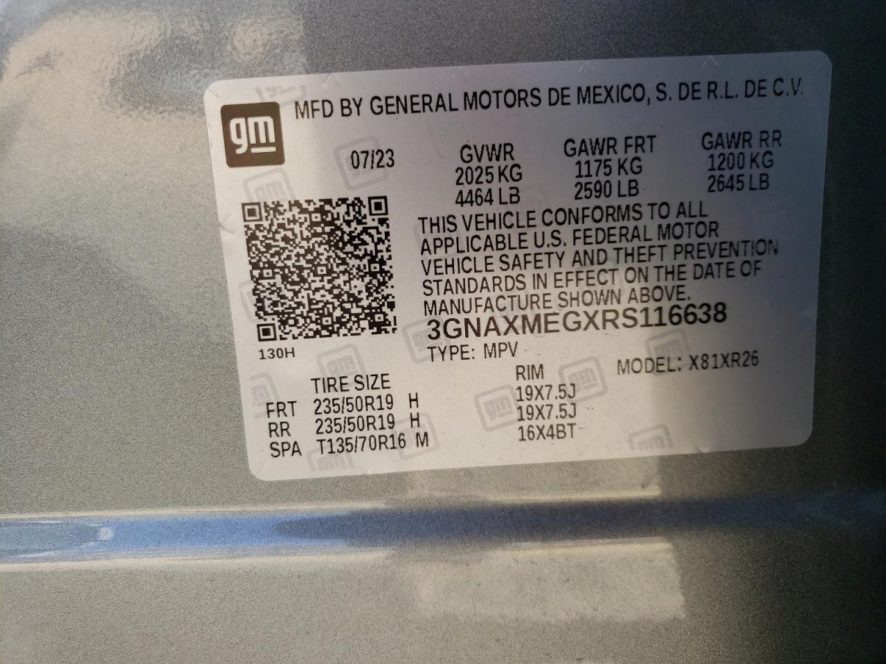 2024 CHEVROLET EQUINOX RS VIN:3GNAXMEGXRS116638