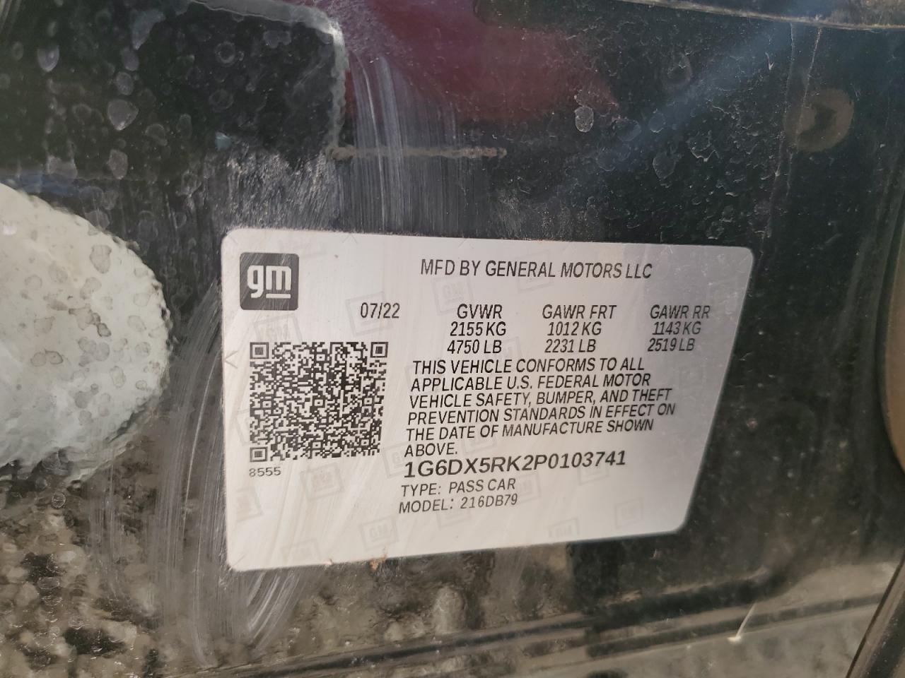 2023 CADILLAC CT5 LUXURY VIN:1G6DX5RK2P0103741