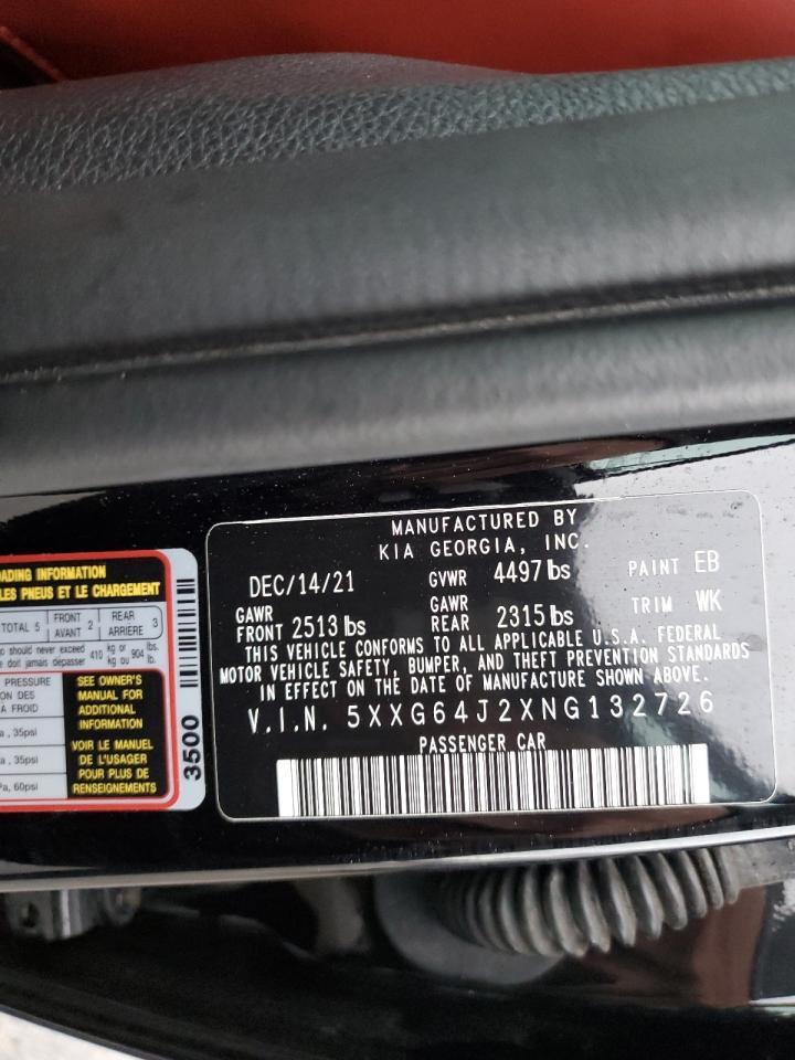2022 KIA K5 GT LINE VIN:5XXG64J2XNG132726