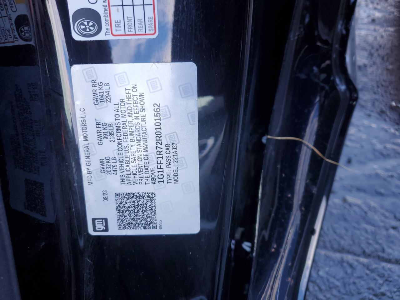 2024 CHEVROLET CAMARO LT1 VIN:1G1FF1R72R0101562