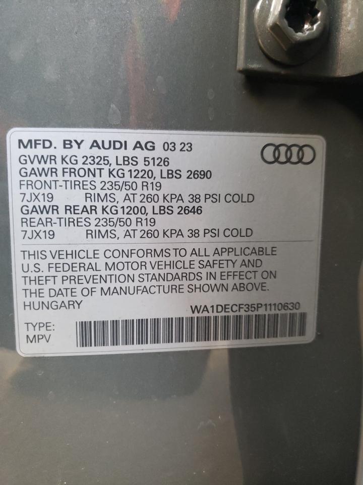 2023 AUDI Q3 PREMIUM S LINE 45 VIN:WA1DECF35P1110630