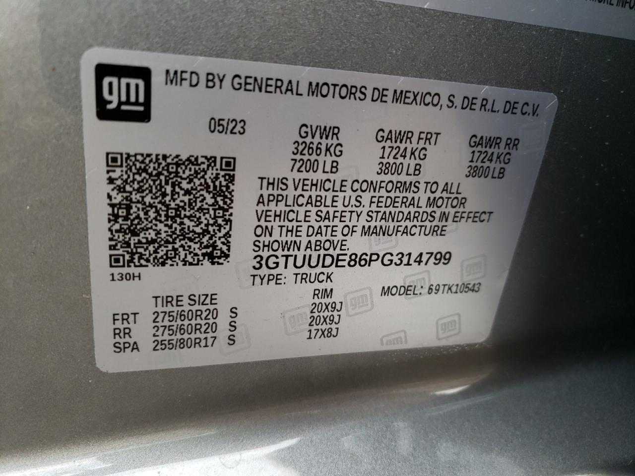 2023 GMC SIERRA K1500 SLT VIN:3GTUUDE86PG314799