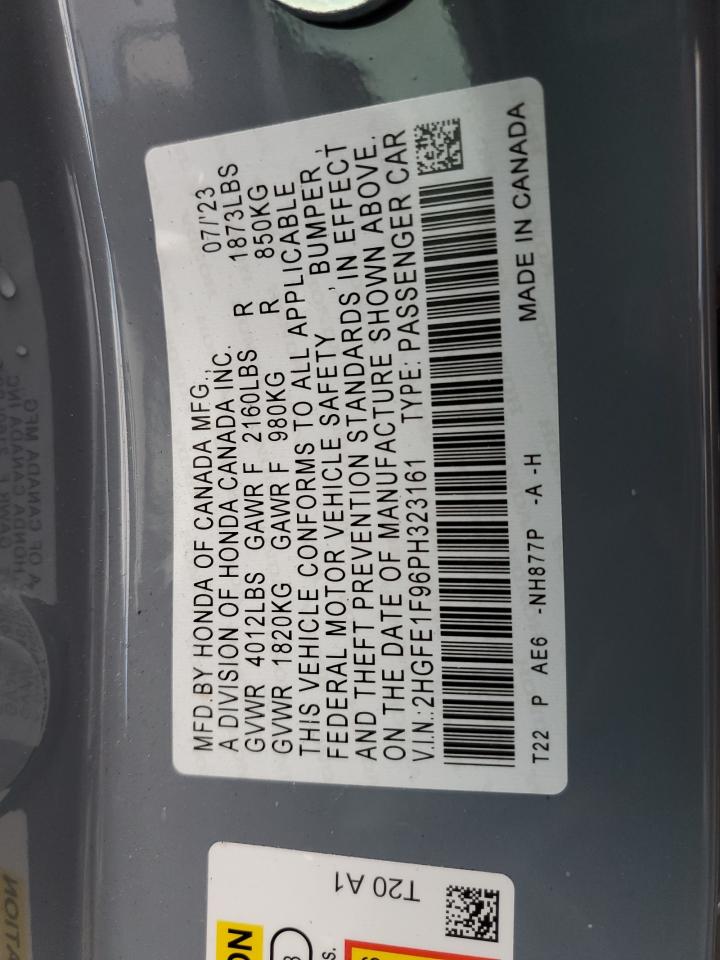 2023 HONDA CIVIC TOURING VIN:2HGFE1F96PH323161