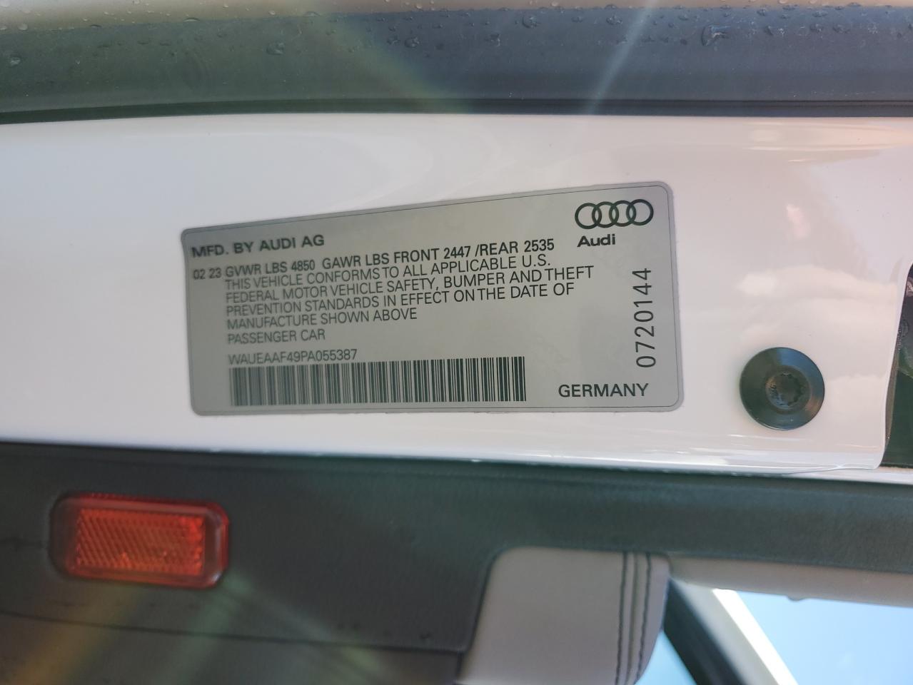 2023 AUDI A4 PREMIUM PLUS 45 VIN:WAUEAAF49PA055387