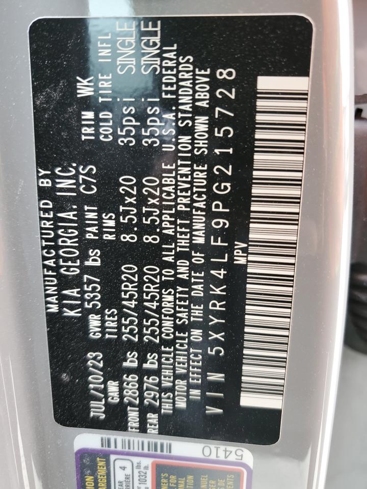 2023 KIA SORENTO SX VIN:5XYRK4LF9PG215728