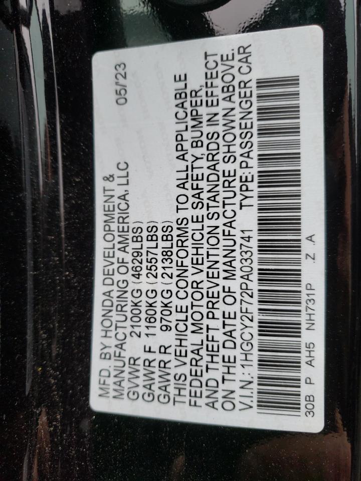 2023 HONDA ACCORD HYBRID SPORT-L VIN:1HGCY2F72PA033741