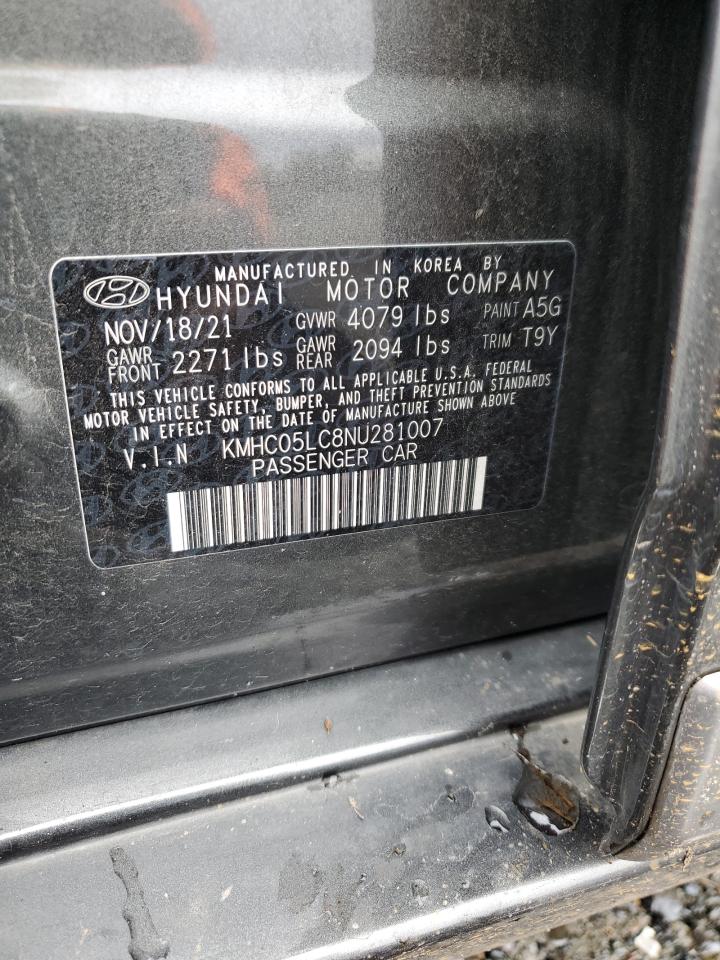2022 HYUNDAI IONIQ LIMITED VIN:KMHC05LC8NU281007