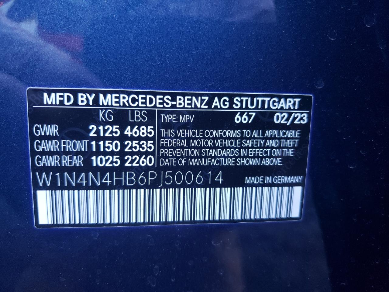 2023 MERCEDES-BENZ GLA 250 4MATIC VIN:W1N4N4HB6PJ500614