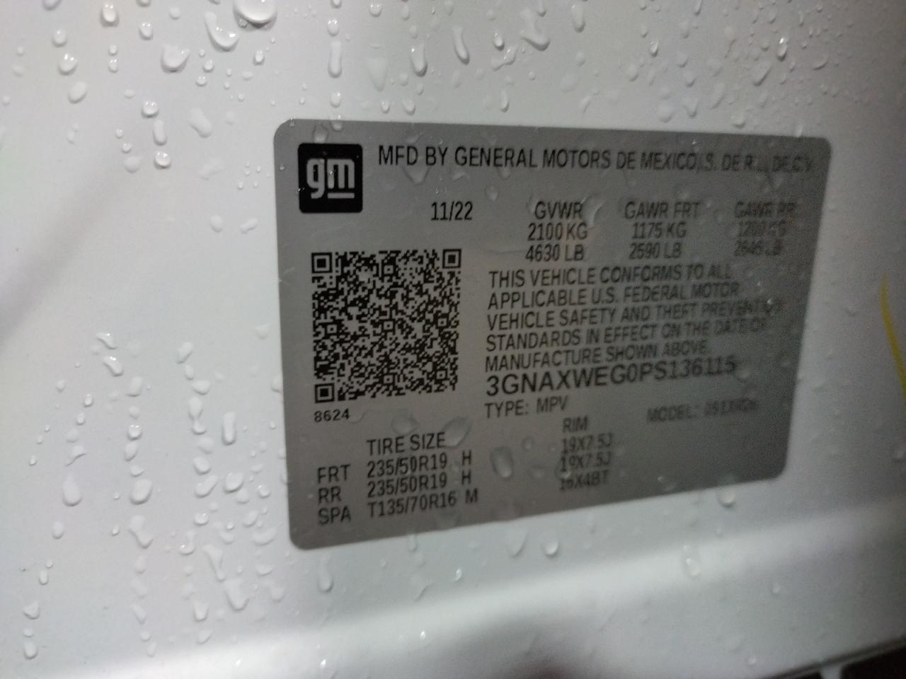 2023 CHEVROLET EQUINOX RS VIN:3GNAXWEG0PS136115