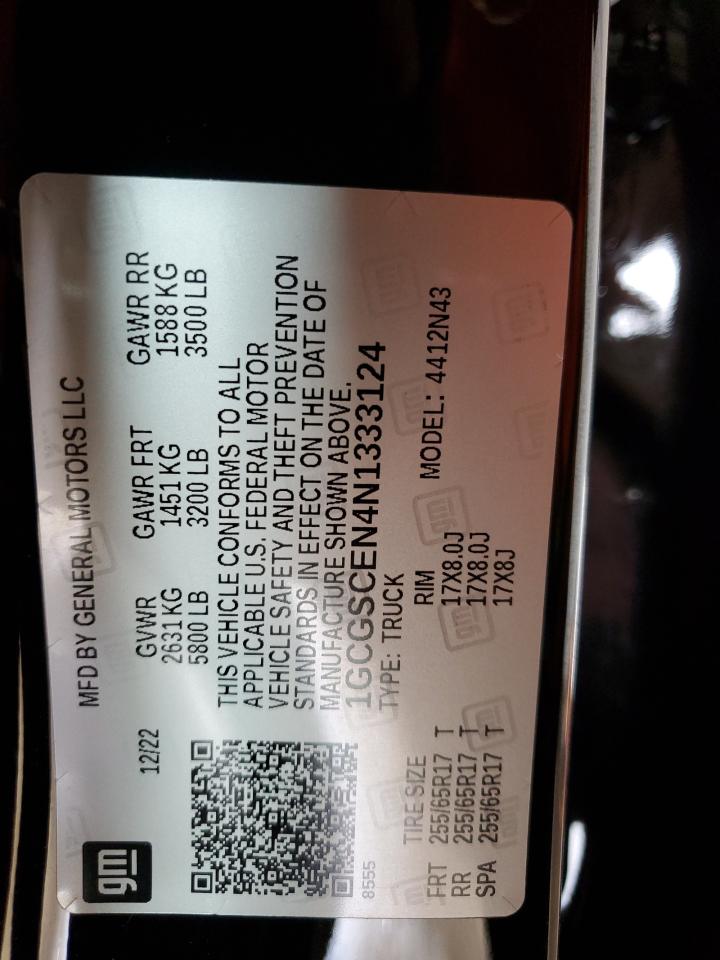 2022 CHEVROLET COLORADO LT VIN:1GCGSCEN4N1333124