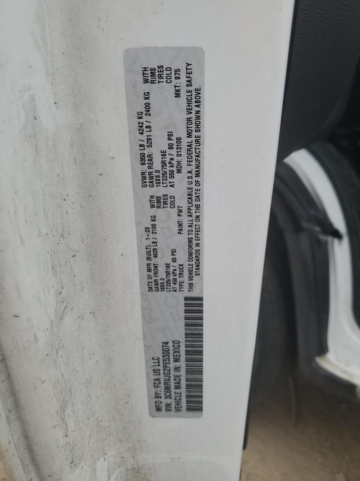 2023 RAM PROMASTER 3500 3500 HIGH VIN:3C6MRVJG2PE530074