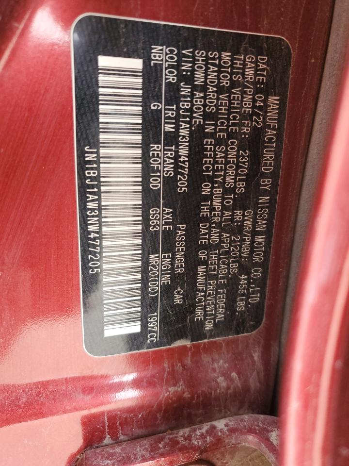 2022 NISSAN ROGUE SPORT S VIN:JN1BJ1AW3NW477205