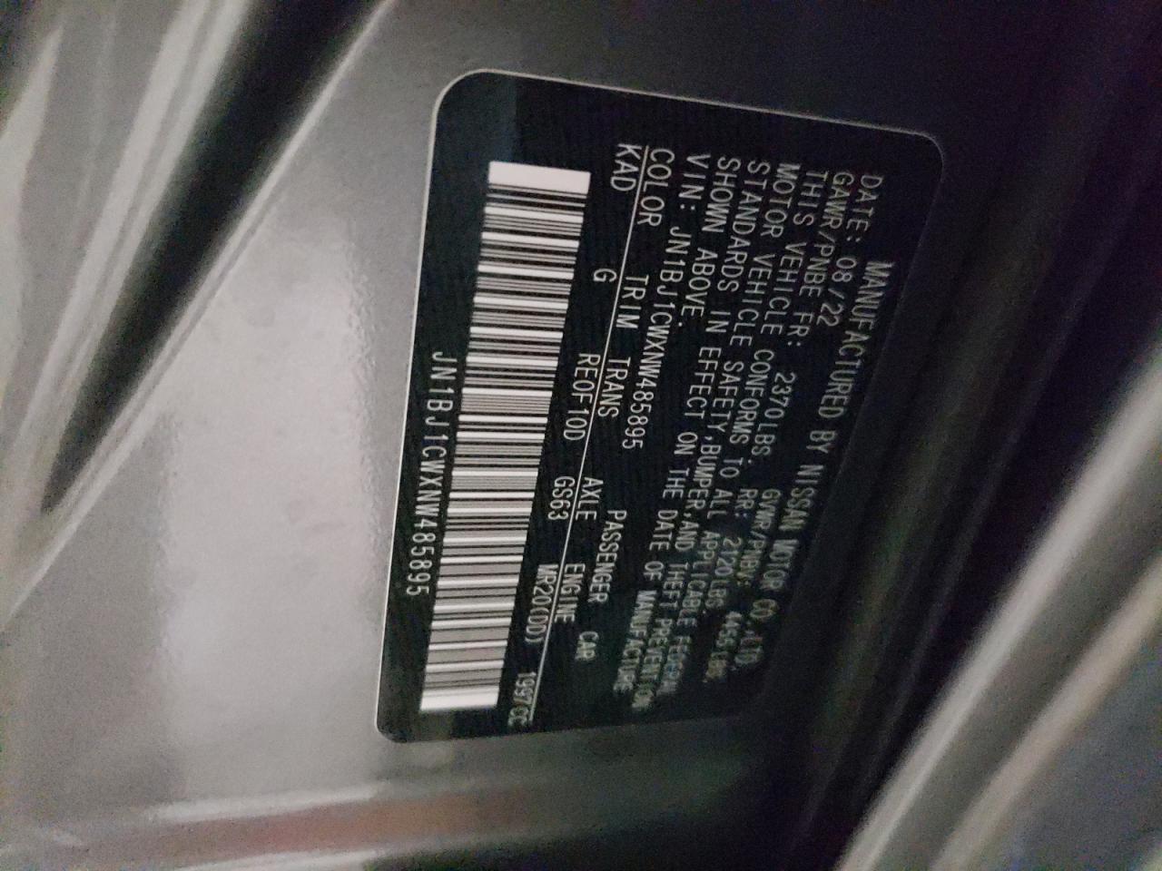 2022 NISSAN ROGUE SPORT SL VIN:JN1BJ1CWXNW485895