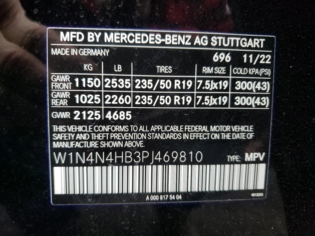 2023 MERCEDES-BENZ GLA 250 4MATIC VIN:W1N4N4HB3PJ469810