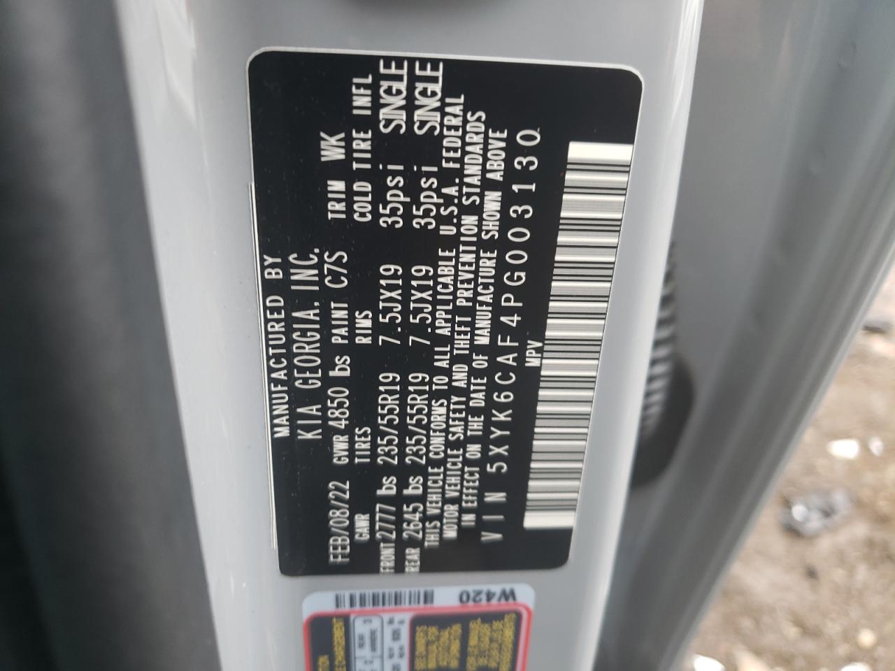 2023 KIA SPORTAGE X LINE VIN:5XYK6CAF4PG003130