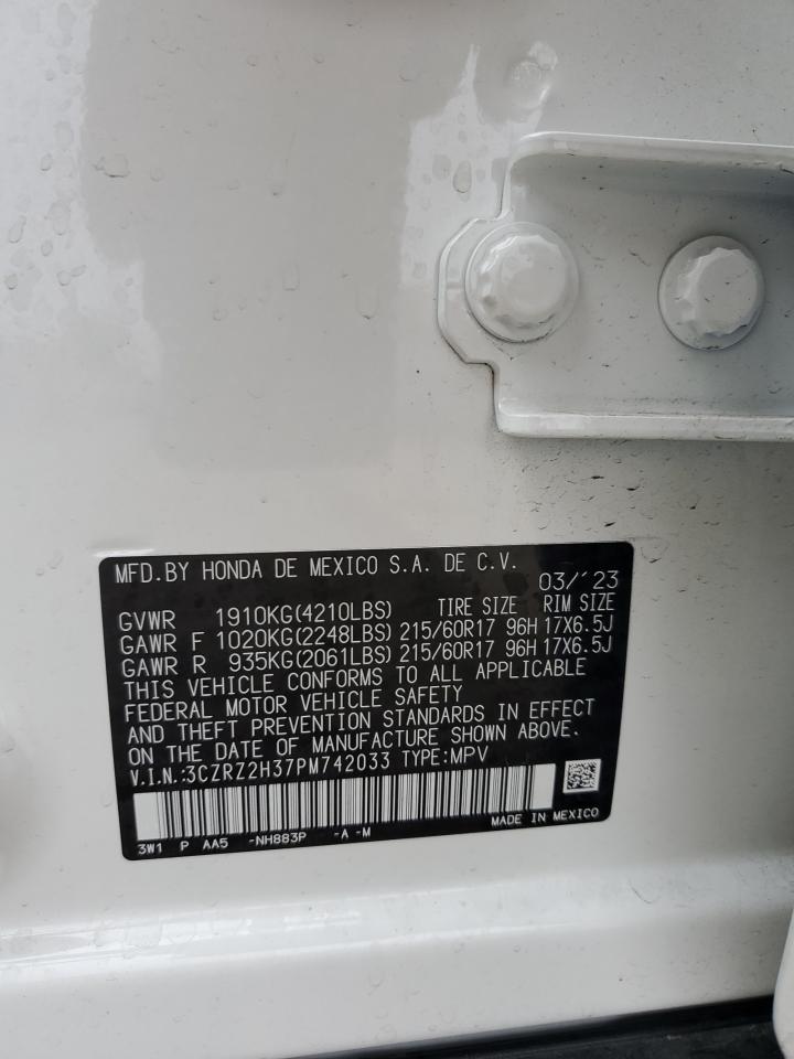 2023 HONDA HR-V LX VIN:3CZRZ2H37PM742033