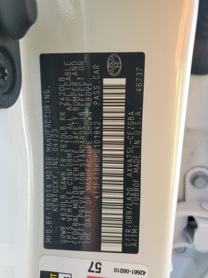 2023 TOYOTA CAMRY XLE VIN:4T1F11BK0PU101842