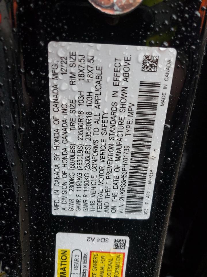 2023 HONDA CR-V SPORT VIN:2HKRS5H53PH701739
