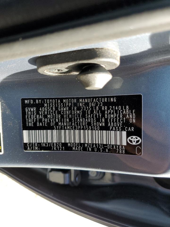 2023 TOYOTA COROLLA XSE VIN:5YFT4MCE3PP159160