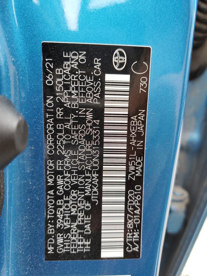 2022 TOYOTA PRIUS NIGHT SHADE VIN:JTDKAMFU0N3153314