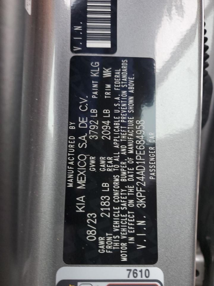 2023 KIA FORTE LX VIN:3KPF24AD1PE684958