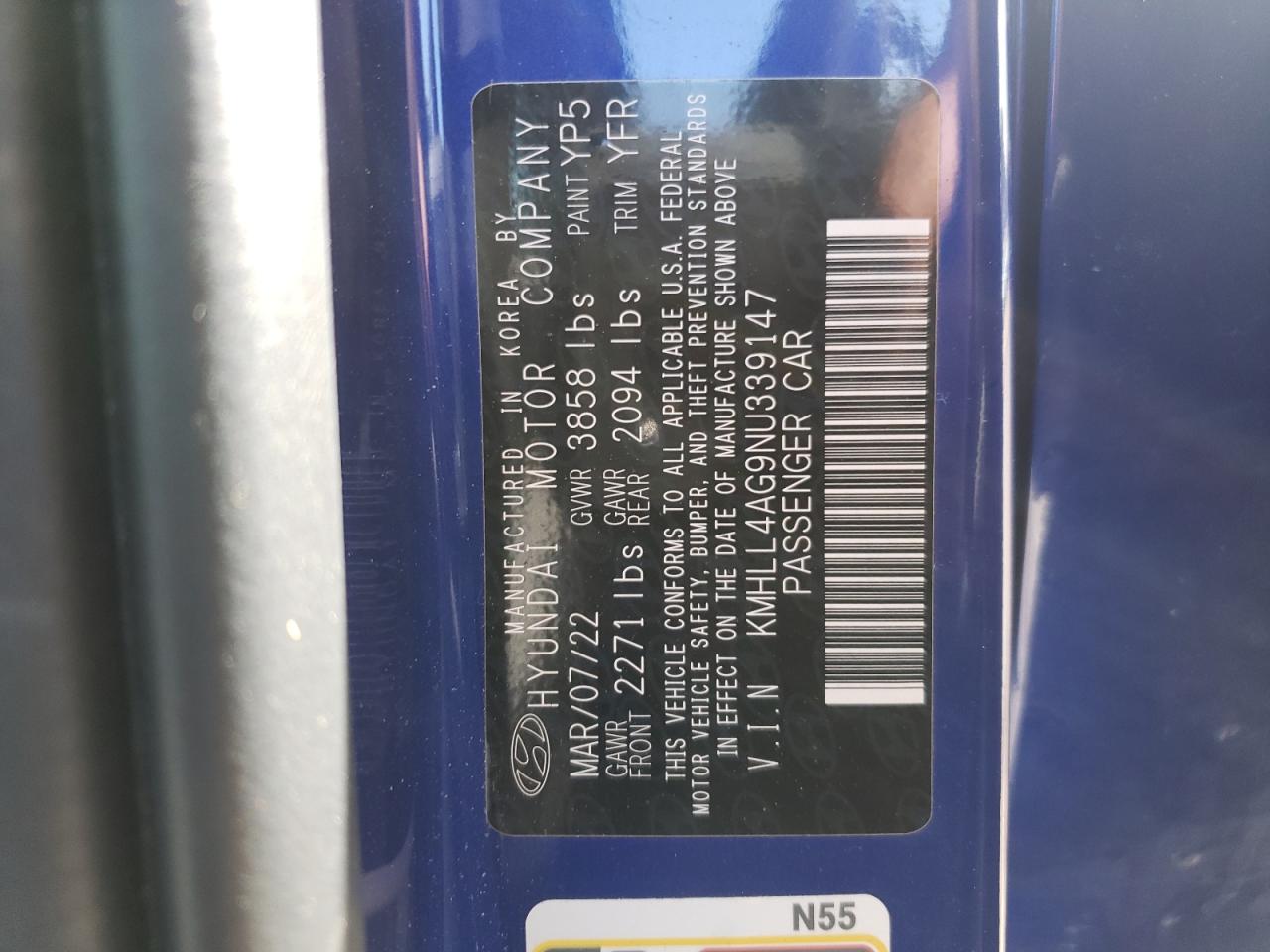 2022 HYUNDAI ELANTRA SE VIN:KMHLL4AG9NU339147