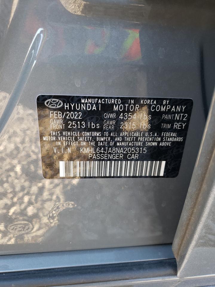 2022 HYUNDAI SONATA SEL VIN:KMHL64JA8NA205315