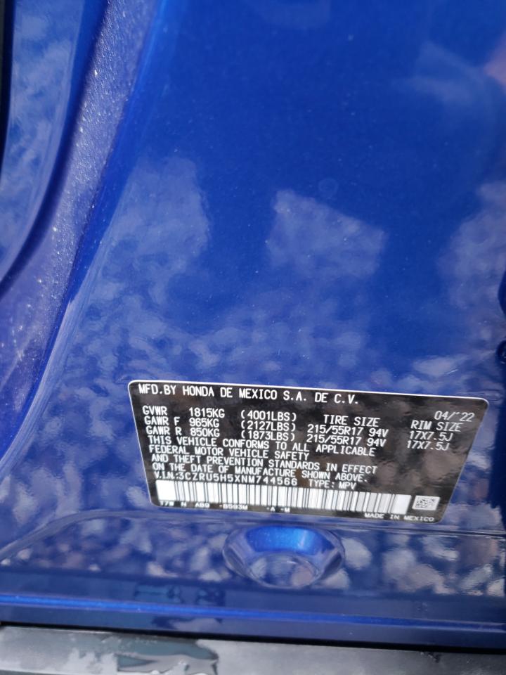 2022 HONDA HR-V EX VIN:3CZRU5H5XNM744566