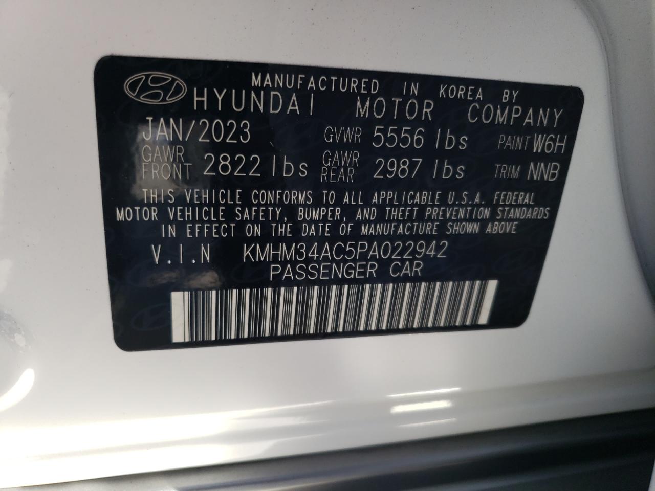 2023 HYUNDAI IONIQ 6 SEL VIN:KMHM34AC5PA022942