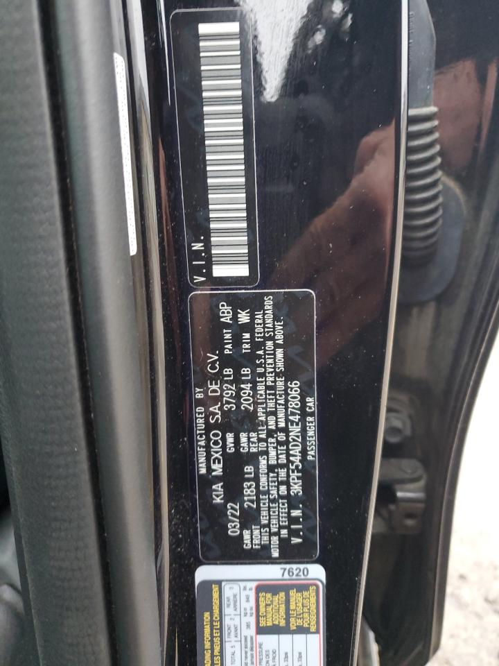 2022 KIA FORTE GT LINE VIN:3KPF54AD2NE478066