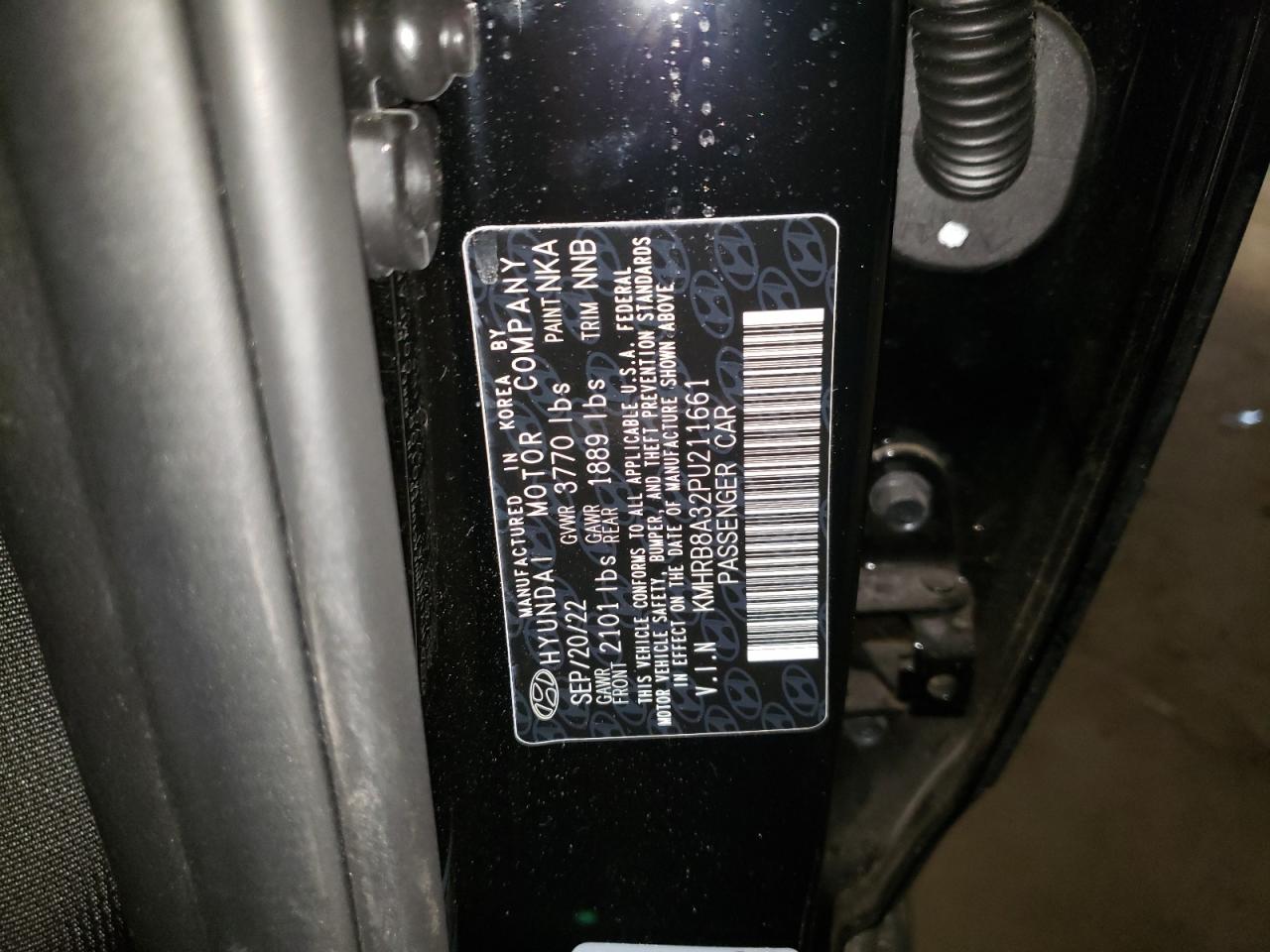 2023 HYUNDAI VENUE SE VIN:KMHRB8A32PU211661