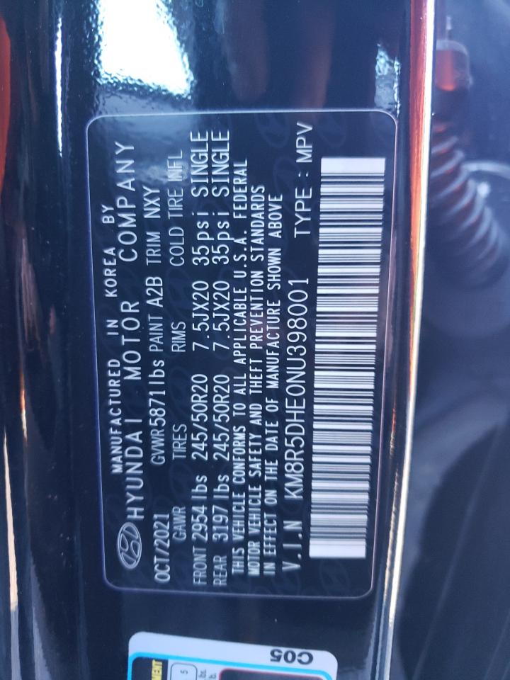 2022 HYUNDAI PALISADE LIMITED VIN:KM8R5DHE0NU398001